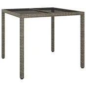 Vidaxl Vrtna miza Siva 90 x 90 x 75 cm poli ratan