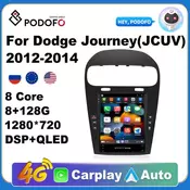 Podofo DSP Android 10 Car Radio For Dodge Journey Fiat Freemont 2012-2014 Stereo DVD Multimedia Carplay Player GPS Navigation