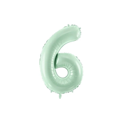 PartyDeco Balon iz folije za rojstni dan številka 6 pastelno zelen 72 cm