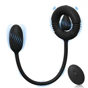 SuperLove Vibrating Cock Ring Dual Motor Prostate Massager with Remote Black
