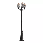 Klasična zunanja svetilka črna z bakrom 220cm 3-luči IP44 - Havana