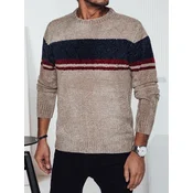Sweter męski w paski brązowy Dstreet