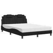 Vidaxl Postelja z vzmetnico Viana črna 140x190 cm umetno usnje