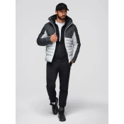 Ombre Mens long quilted jacket with large pockets - beige