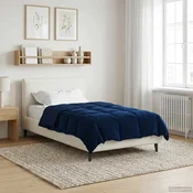 Vidaxl Zimska posteljnina Temno modra 135 x 220 cm Mikrovlakna