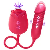 SuperLove Sucking & Thrusting Double Ended Vibrating Dildo Red