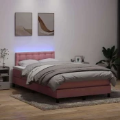 vidaXL vidaXL Box Spring postelja z vzmetnico Pink 120x220 cm Velvet, (21792903)