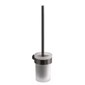 PIRENEI Stenska straniščna ščetka, matirano steklo, kovinska pištola - Kovinska pištola - 85x379x105 mm - Gedy - PIRENEI - 120 - Steklo; zlitina - Ščetka za stranišče - Krožni - PVD premaz - 85 - 379 - 105 - 14