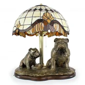 Angleški buldog, Bulldog - svetilka z vitražnim senčnikom, namizna svetilka s kipcem psa, retro notranje oblikovanje Art-Dog
