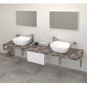 SAPHO Elegantna AVICE polica za umivalnik 240x50 cm, H5 cm, siva kamenina