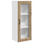 Vidaxl Stenski stekleni omarica PORTO Umetni hrast 40 x 31 x 100 cm
