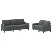 2-dijelni set sofa s jastucima tamnosivi od tkanine