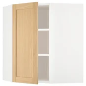 METOD Ugaoni zidni element s policama, bela/Forsbacka hrastovina, 68x80 cm