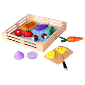 Alltoys Leseni komplet za rezanje zelenjave v zabojčku, 20 kosov