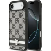 DKNY PU Usnjen Karo Vzorec in Črte Zadnji Pokrov za iPhone Air Black