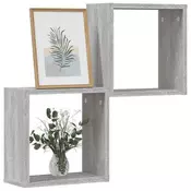 Zidne kockaste police 2 kom Siva Sonoma 30x15x30 cm