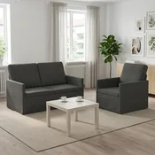 vidaXL Kavčna garnitura 2 pcs Temno siva Žametna tkanina