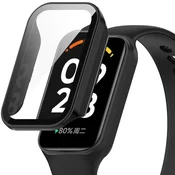 GS Ovitek 2 v 1 + kaljeno steklo za Xiaomi Redmi Band 2/Xiaomi Smart Mi Band 8 Active, črn