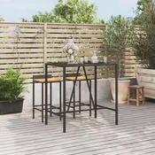 Barski stol sa staklenom plocom crni 110x70x110 cm poliratan