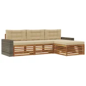 Set vanjskih sofa s jastukom 4 pcs Prirodna i bež Poliester