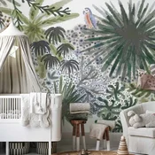 shumee Stenska poslikava - Flora Madagaskarja - tropska pokrajina z akvarelnimi živalmi