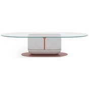 Casa Padrino luxury coffee table white/copper 150 x 80 x H. 40 cm - Living room table with glass top - Living room furniture - Hotel furniture - Luxury furniture - Luxury furnishings