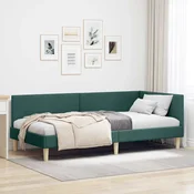 vidaXL Kotna postelja Temno zelena 90 x 200 cm Blago
