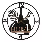 Autronic Stenska ura Wall clock - diameter 60 cm, metal and MDF, HOME inscription (HW4006)