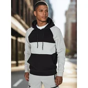 Bluza męska basic z kapturem w szaro-czarne paski Dstreet