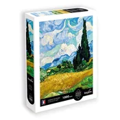 SENTOSPHERE Puzzle Pšenično polje s cipresami- Vincent van Gogh 1000 kosov