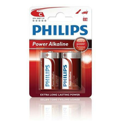 Philips Baterija C PowerLife, alkalna - 2 kosa