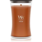 Woodwick Saffron Smoke dišeča sveča z lesenim stenjem 610 g
