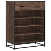Vidaxl Omarica za čevlje rjavi hrast 75x38x97,5 cm inž. les in kovina