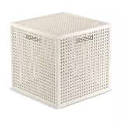 Kremno bela škatla za shranjevanje s pokrovom iz reciklirane plastike 28x28x28 cm Kaya Cube – Curver