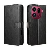 GS Preklopni ovitek za Oppo Find X9 Pro, denarnica Crazy Horse, črna