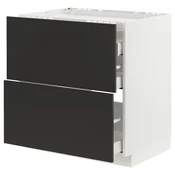 METOD / MAXIMERA Pod.elem.grej.ploca/2front/3fiok, bela/Nickebo boja antracita, mat, 80x60 cm