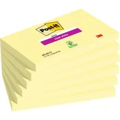 Samolepilni blok, 76x127 mm, 6x90 listov, 3M POSTIT Super Sticky, rumen, 540 listov