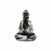 slomart okrasna figura dkd home decor 43 x 37 x 57 cm srebrna črna buda orientalsko