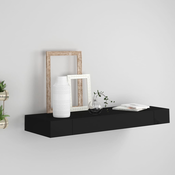 Plutajuca zidna polica s ladicom crna 80 x 25 x 8 cm