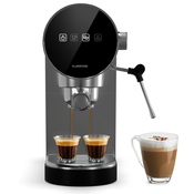 Klarstein Furore aparat za espresso od nehrdajuceg celika, kompaktni digitalni zaslon od 20 bara, 2 šalice