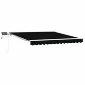 Vidaxl Vlečna tenda Črna 300 x 250 cm Tkanina in aluminij