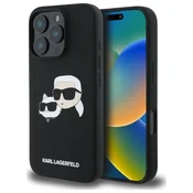shumee Silikonski ovitek Karl Lagerfeld MagSafe za iPhone 16 Pro, črne barve