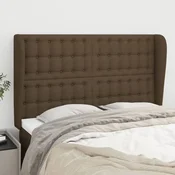 Vidaxl vidaXL Vzglavje s krilci temno rjavo 147x23x118/128 cm blago