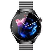INF Pametna ura, Bluetooth klic in srčni utrip, krvni tlak in kisik v krvi Black + Black Steel, (21402370)