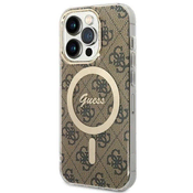 GUESS Maska za telefon iPhone 15 Pro 6.1, GUHMP15LH4STW, Magsafe, Braon