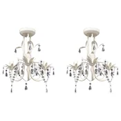 Vidaxl Lestenec s kristalnimi obeski 2 kosa elegantne bele barve