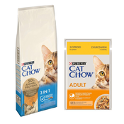 10kg /15kg PURINA Cat Chow + 26x 85g mokre hrane gratis! - 15 kg Special Care 3u1 s puretinom + Piletina