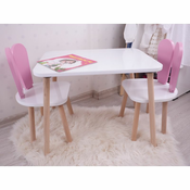 HANAH HOME Deciji sto i stolice Bunny Two Chair Set Pink White
