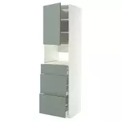 METOD / MAXIMERA Visoki element za ugradb uredaje, bijela/Nickebo matirano, sivo-zelena, 60x60x220 cm
