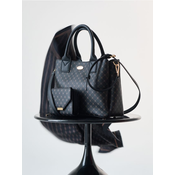 Sinsay - Torba tote od imitacije kože sa monogramom - crno